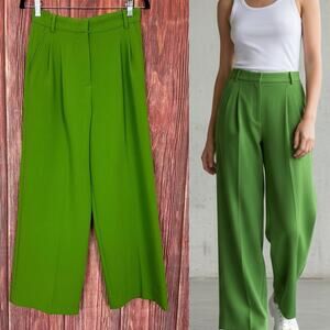 Zara Green Pleated Trousers Dress Pants Work Career Womens Size XS